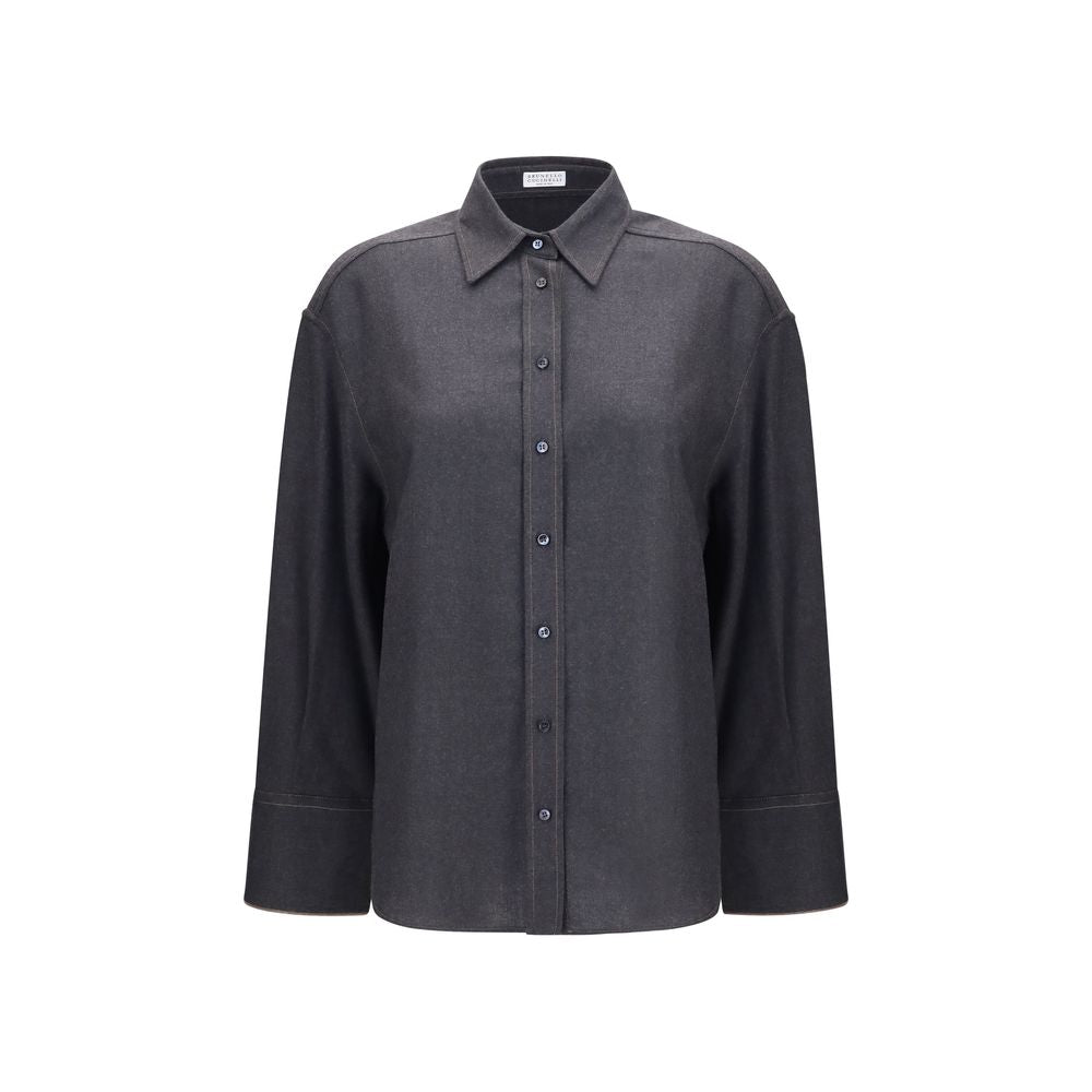 Brunello Cucinelli Gray Wool Oves Aries Dress Women's Shirt