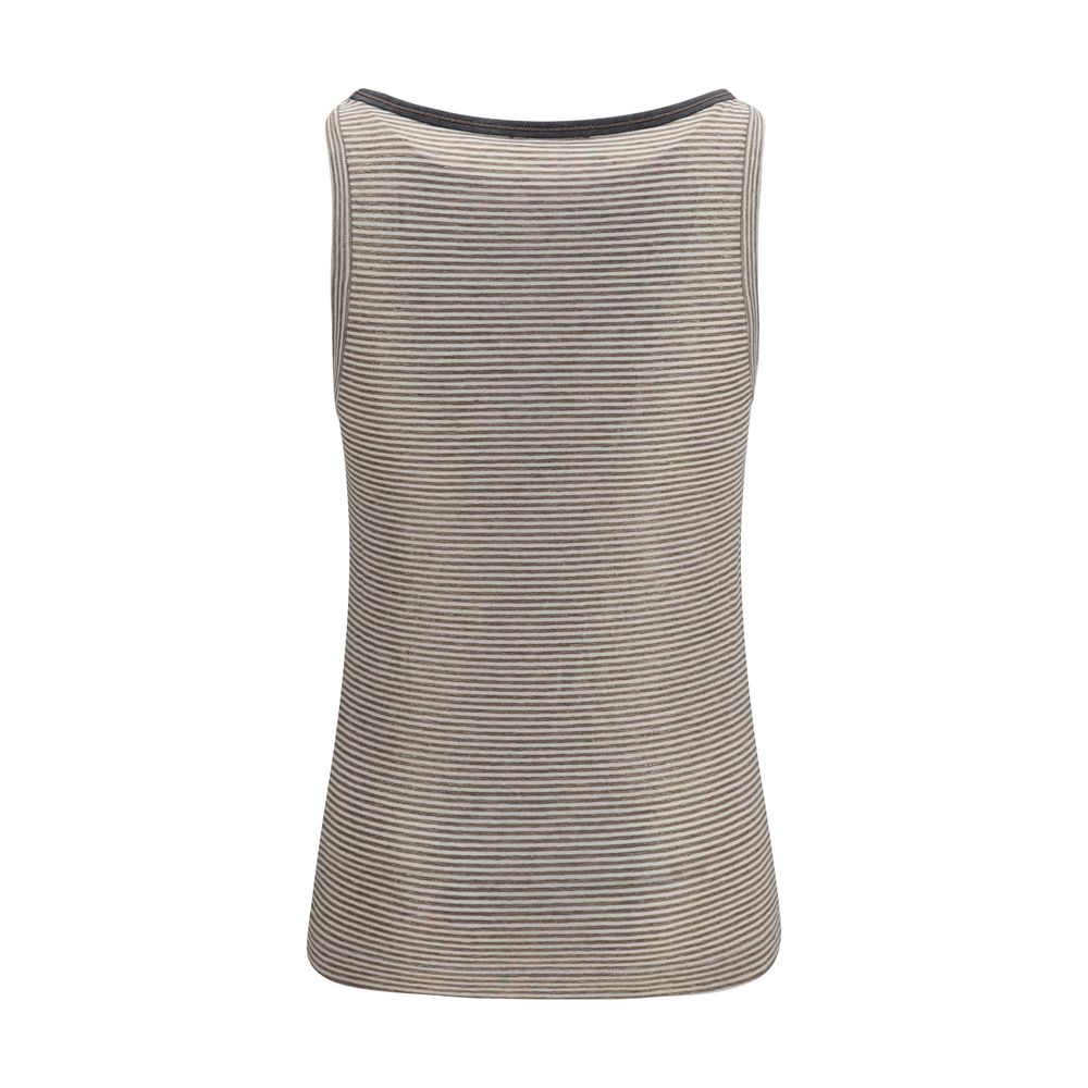 Brunello Cucinelli Beige Linen Tank Women's Tops