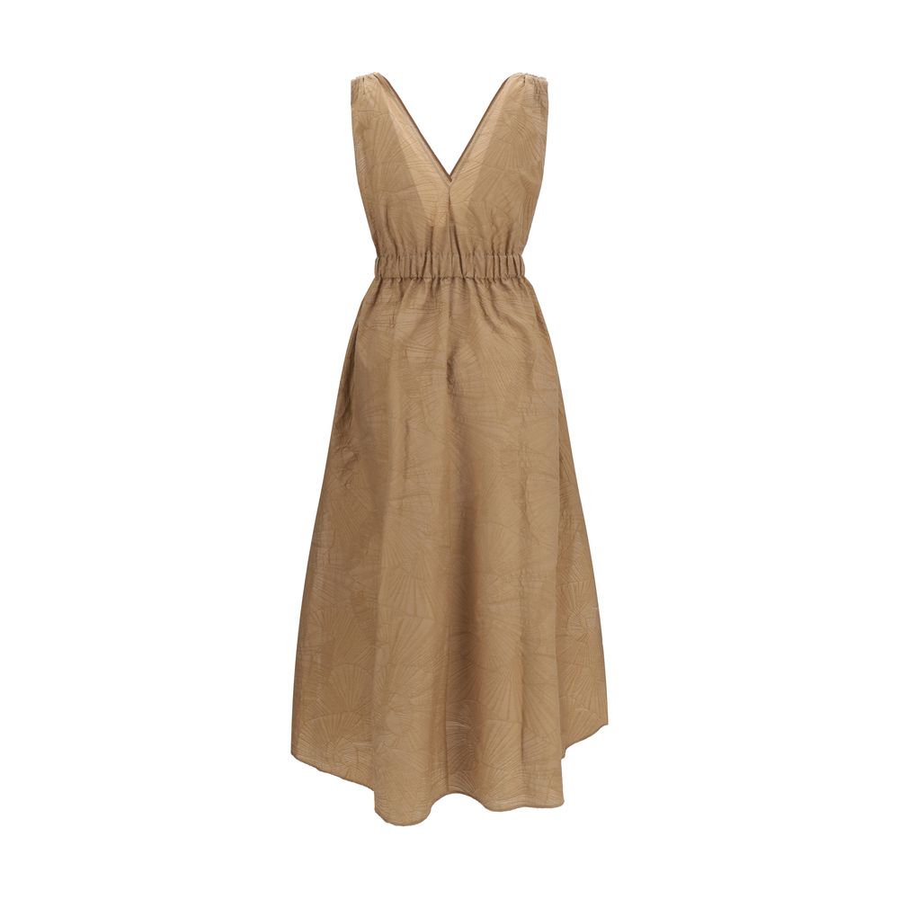 Brunello Cucinelli Beige Cotton Casual Women's Dress