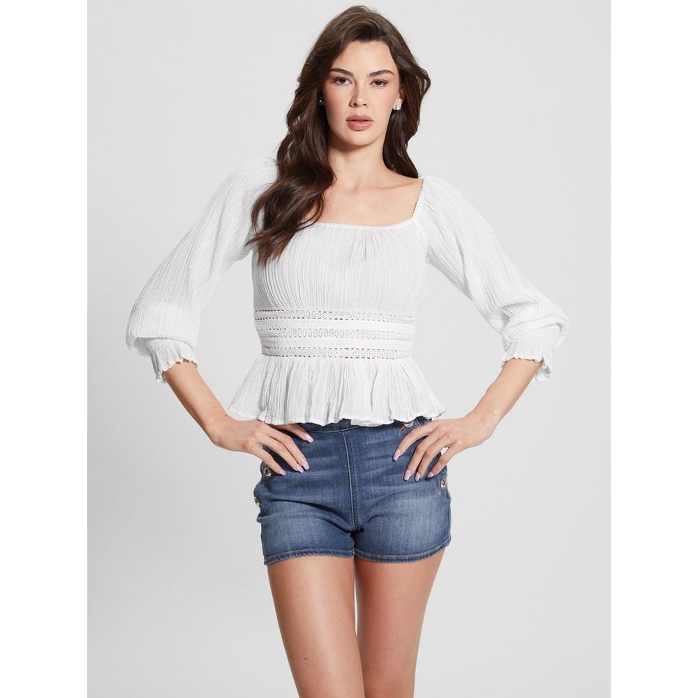 Guess White Ramie Tank Women's Tops