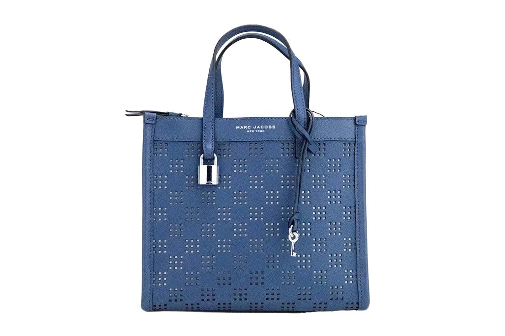 Marc Jacobs Marc Jacobs Mini Grind Blue Sea Perforated Leather Crossbody Tote Bag Women's Purse
