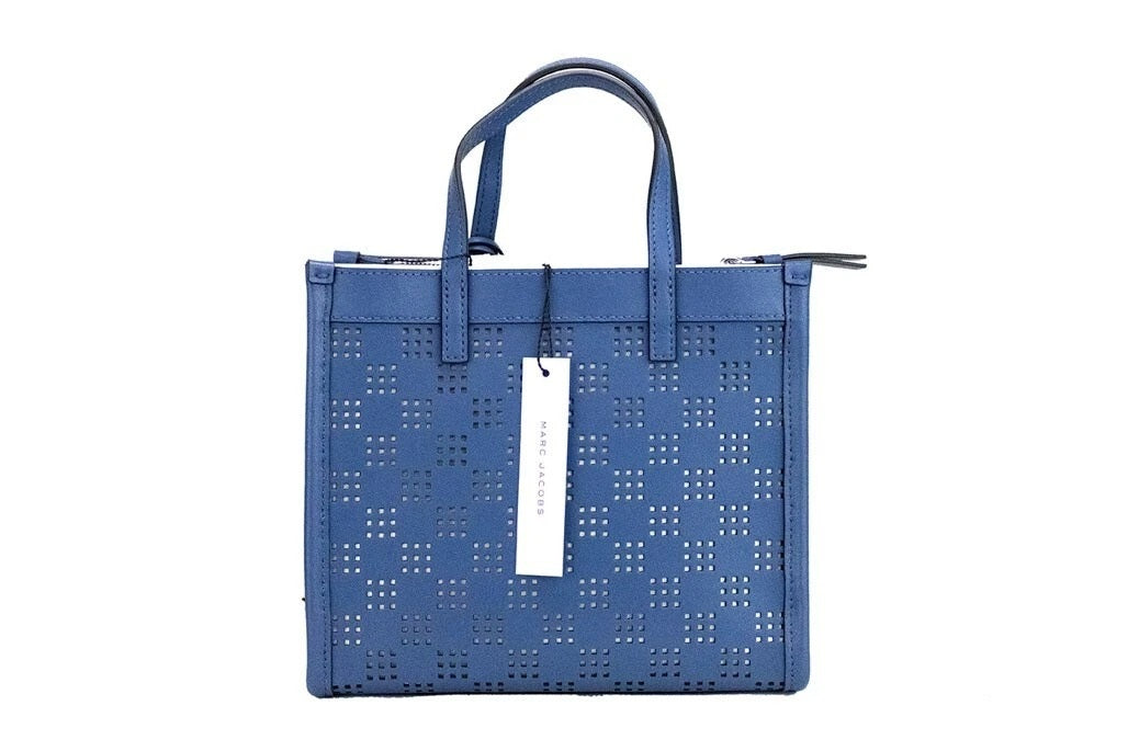 Marc Jacobs Marc Jacobs Mini Grind Blue Sea Perforated Leather Crossbody Tote Bag Women's Purse