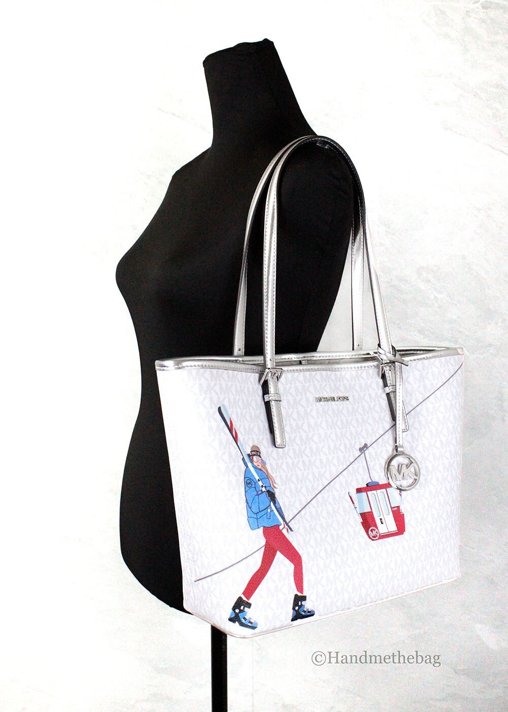 Michael Kors Michael Kors Jet Set Travel Girls Medium Signature Carryall Tote White Women's MK