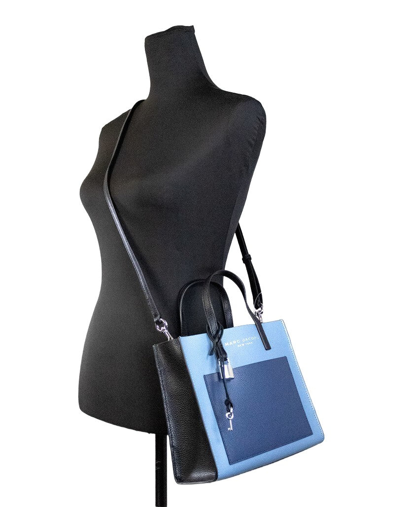 Marc Jacobs Marc Jacobs Grind Mini Blue Heaven Colorblock Leather Tote Crossbody Bag Women's Purse