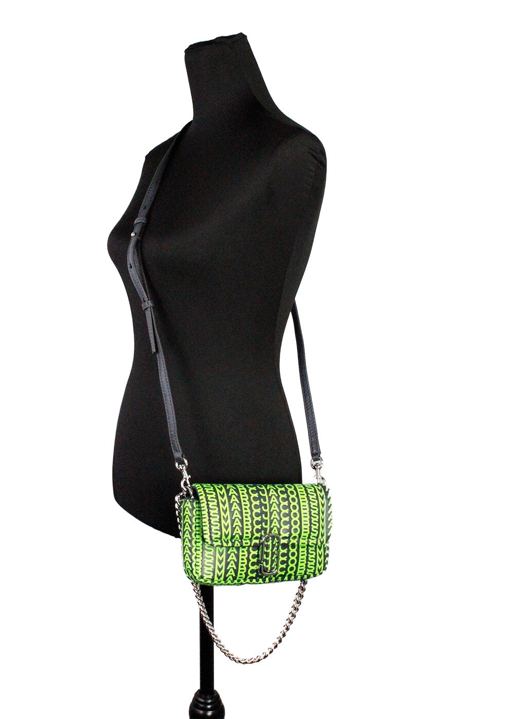 Marc Jacobs Marc Jacobs Neon Green The Monogram Leather J Marc Mini Shoulder Bag Women's Crossbody