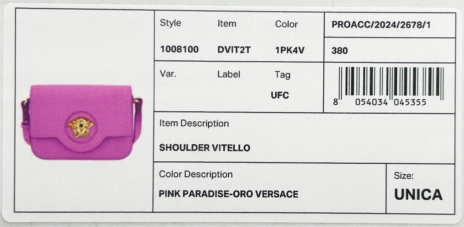 Versace Versace La Medusa Pink Leather Shoulder Crossbody Bag Women's Purse
