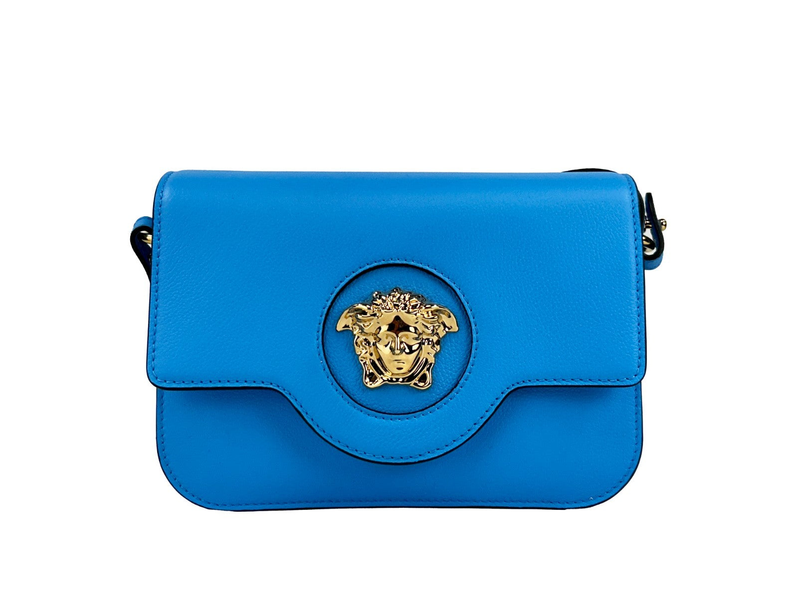 Versace Versace La Medusa Blue Leather Shoulder Crossbody Bag Women's Purse