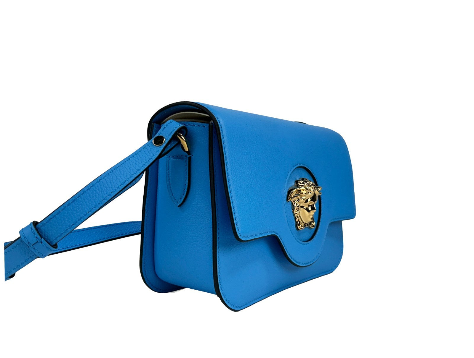 Versace Versace La Medusa Blue Leather Shoulder Crossbody Bag Women's Purse