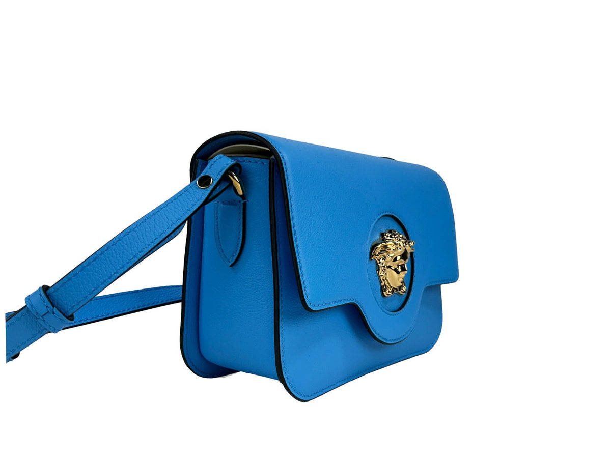 Versace Versace La Medusa Blue Leather Shoulder Crossbody Bag Women's Purse