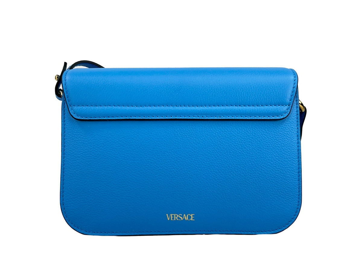 Versace Versace La Medusa Blue Leather Shoulder Crossbody Bag Women's Purse