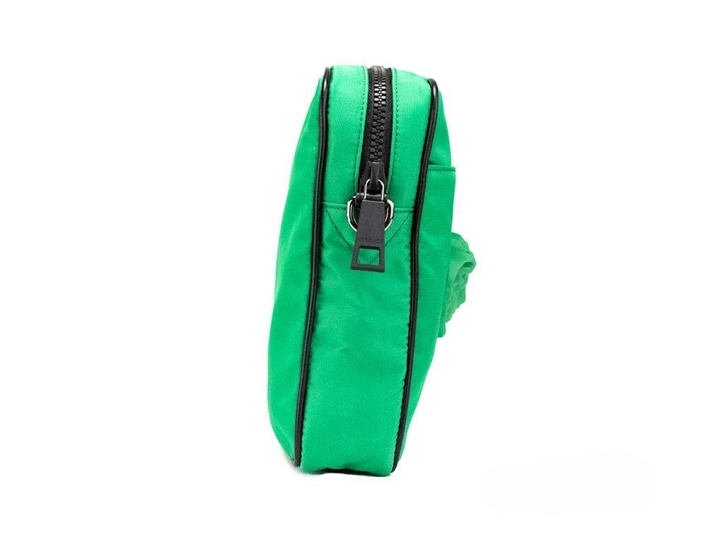 Versace Versace Small Bright Green Nylon Fabric Medusa Crossbody Messenger Bag Women's Purse