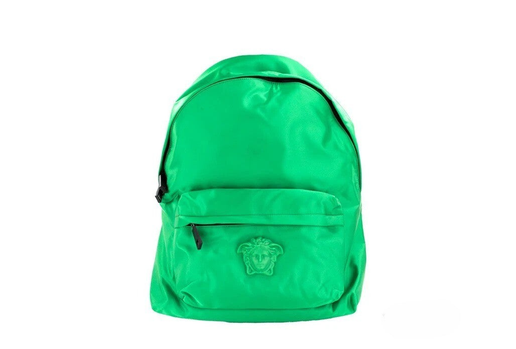 Versace Versace Large Bright Green Nylon Fabric Medusa Shoulder Backpack Women's Bookbag