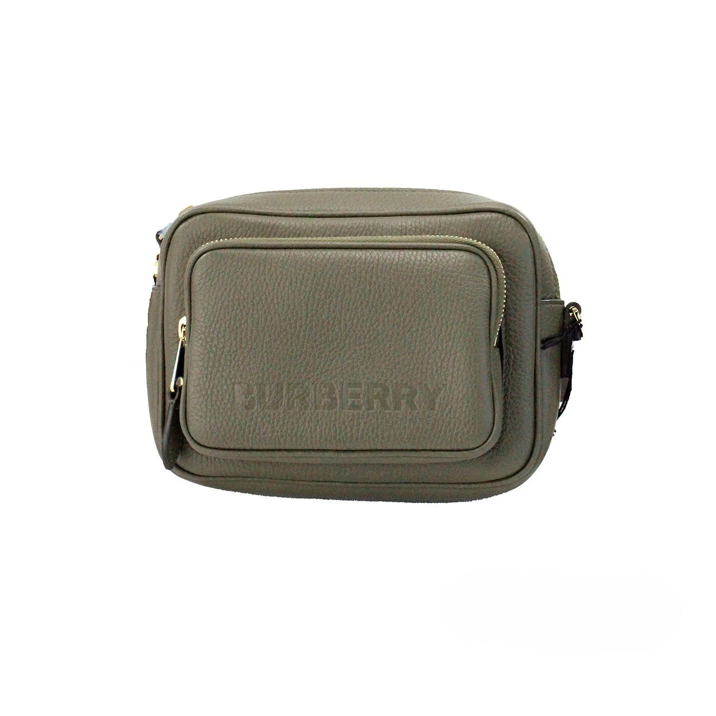 Burberry Burberry Small Branded Dark Fern Green Grainy Leather Camera Crossbody Women's Bag