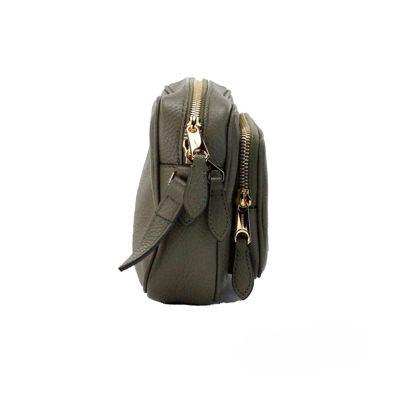 Burberry Burberry Small Branded Dark Fern Green Grainy Leather Camera Crossbody Women's Bag