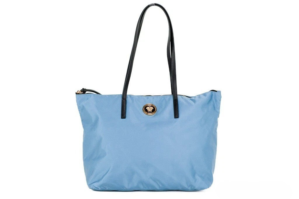 Versace Versace Portuna Medusa Medium Cornflower Blue Nylon Leather Tote Bag Women's Purse