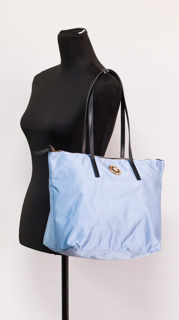 Versace Versace Portuna Medusa Medium Cornflower Blue Nylon Leather Tote Bag Women's Purse