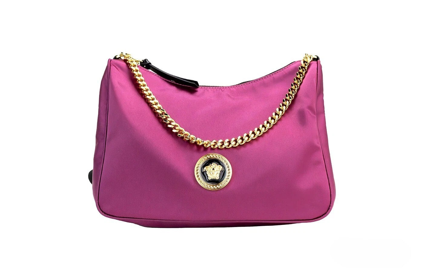 Versace Versace Small Dahlia Nylon Fabric Medusa Pendant Crossbody Shoulder Purse Women's Bag