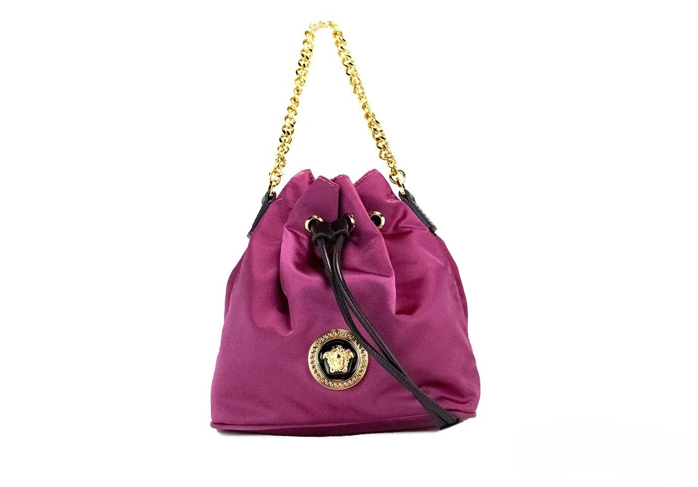 Versace Versace Small Dahlia Nylon Medusa Pendant Bucket Chain Crossbody Bag Women's Purse