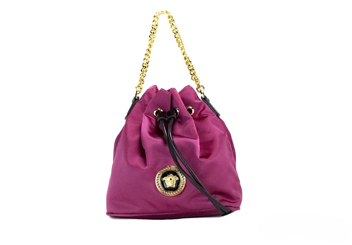 Versace Versace Small Dahlia Nylon Medusa Pendant Bucket Chain Crossbody Bag Women's Purse