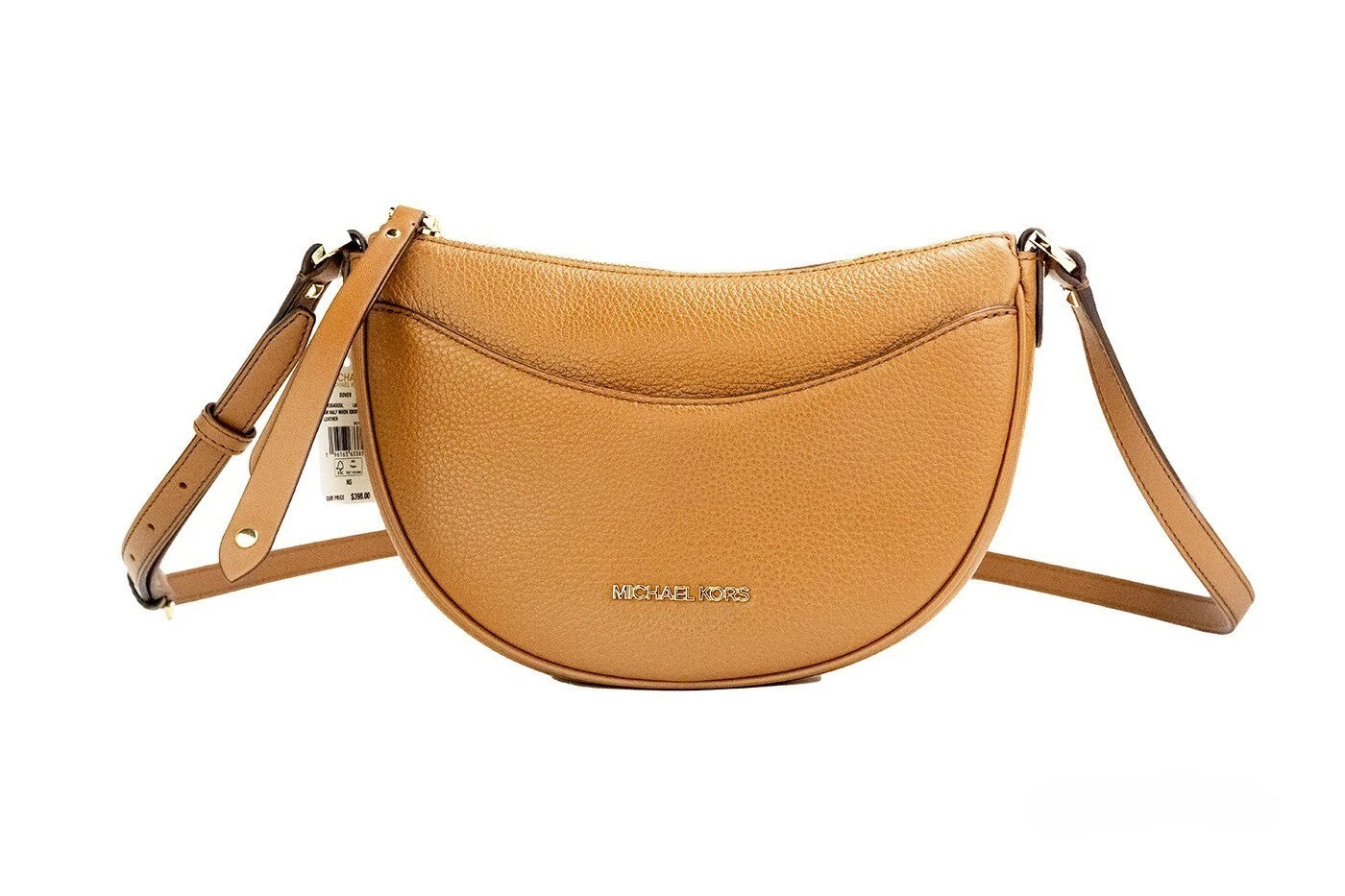 Michael Kors Michael Kors Dover Small Luggage Pebbled Leather Half Moon Crossbody Bag Women's Purse