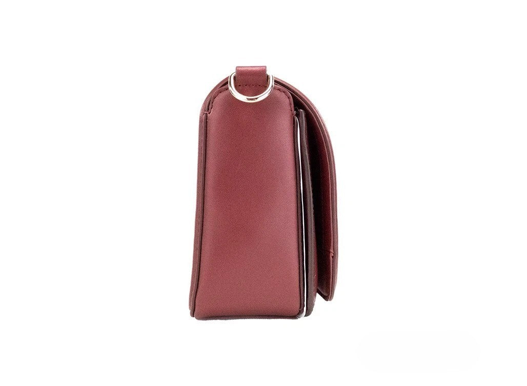 Marc Jacobs Marc Jacobs Medium Metal Signet Syrah Smooth Leather Flap Crossbody Purse Women's Bag