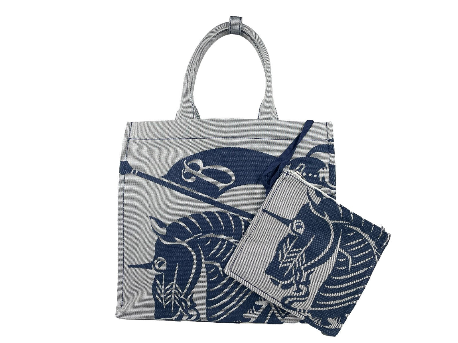 Burberry Burberry Navy EKD Canvas Tote Bag With Coin Women's Pouch