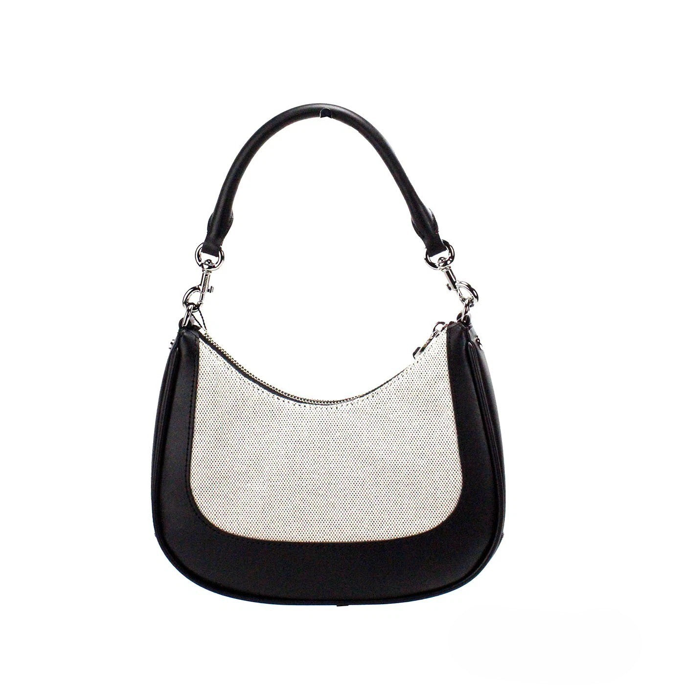Marc Jacobs Marc Jacobs Natural Black Canvas Leather Hobo Shoulder Handbag Women's Purse
