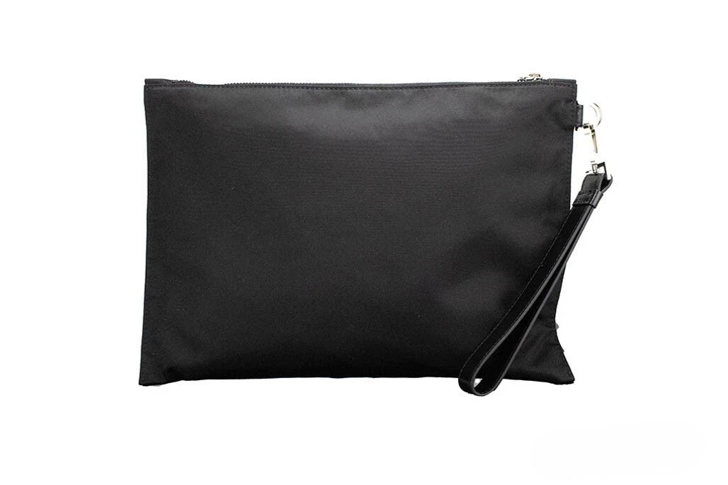 Versace Versace Large Black Nylon Fabric Medusa Convertible Pouch Clutch Wristlet Women's Bag