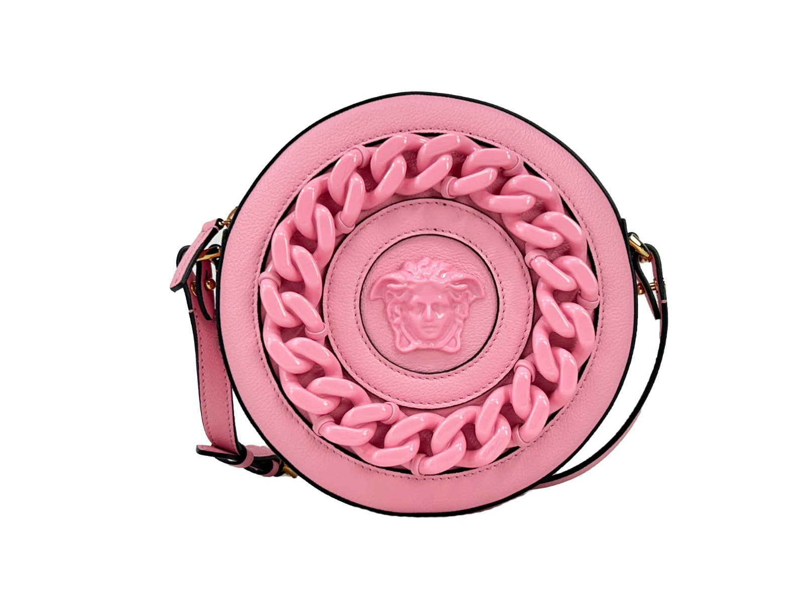 Versace Versace Round Disco Leather Camera Case Crossbody Women's Bag