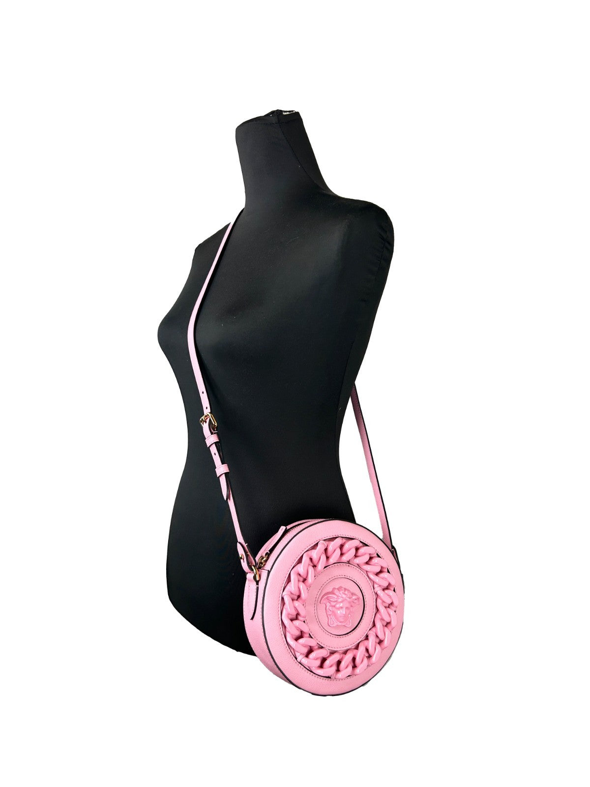 Versace Versace Round Disco Leather Camera Case Crossbody Women's Bag