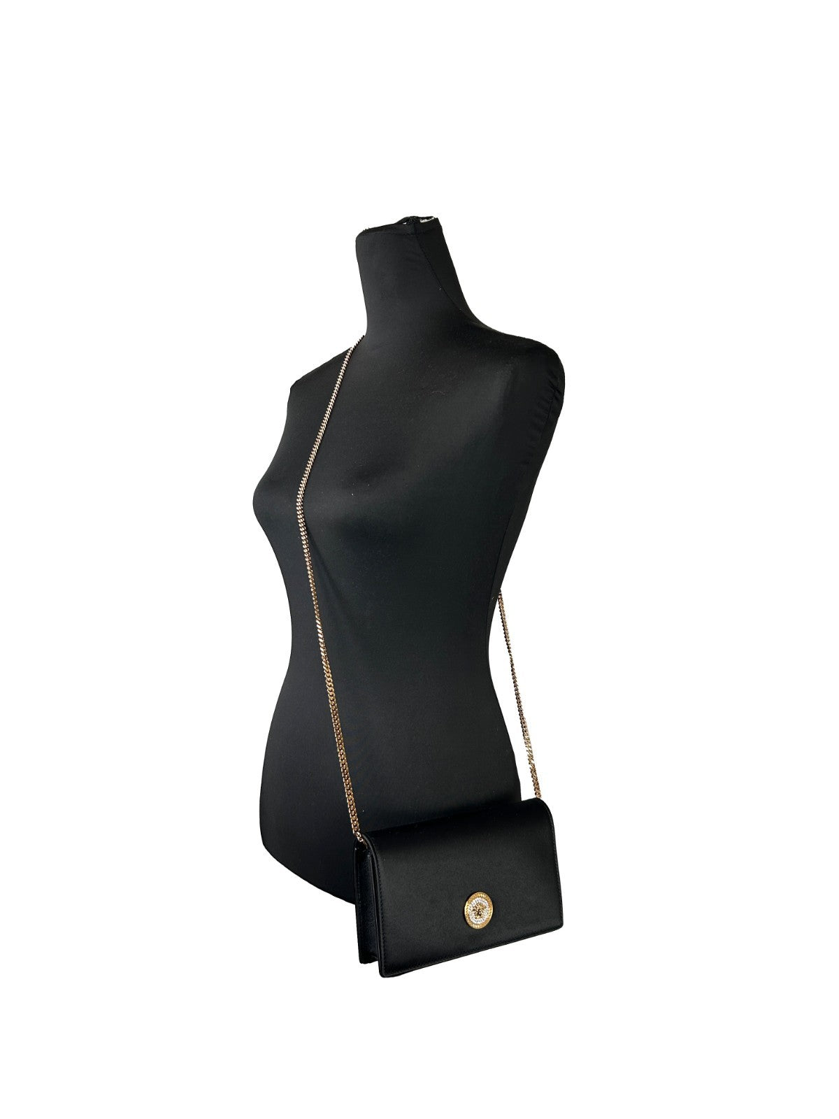 Versace Versace Mini Chain Black Crossbody Wallet Women's Bag