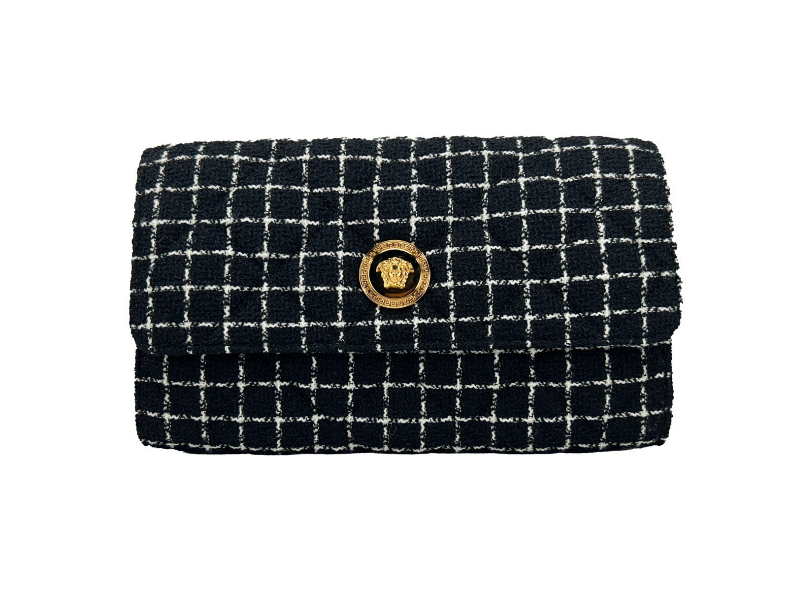 Versace Versace Wallet On A Chain Fabric Black Crossbody Women's Bag