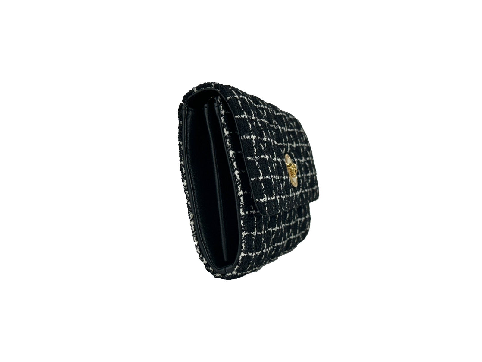 Versace Versace Wallet On A Chain Fabric Black Crossbody Women's Bag