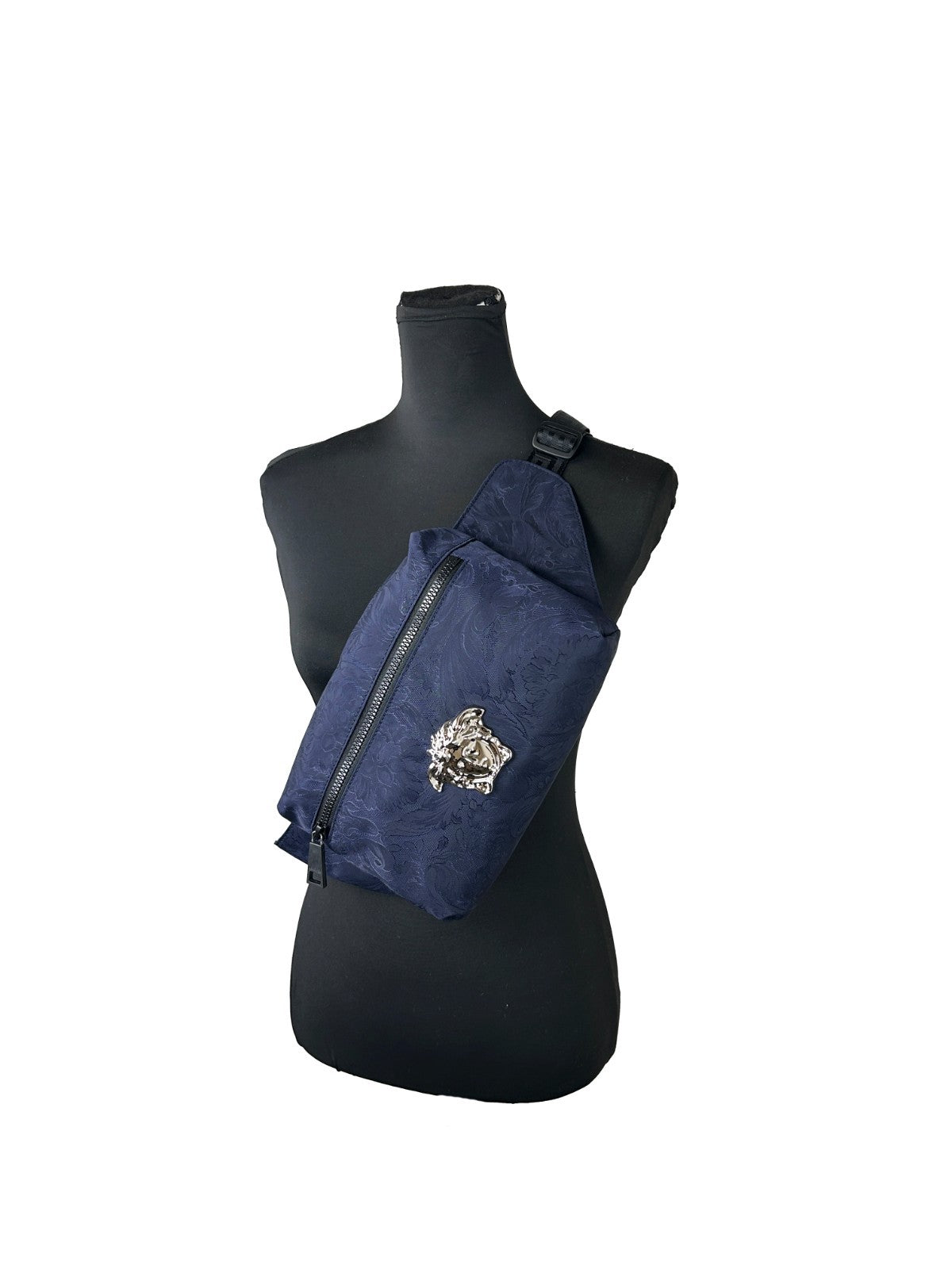 Versace Versace Medusa Navy Nylon Belt Bag Waist Fanny Pack Women's Purse