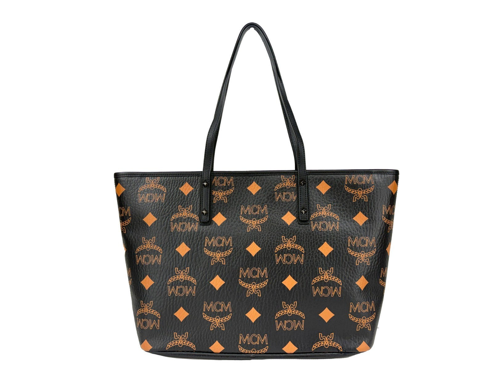 MCM MCM Aren Black Leather Shoulder Tote Women's Bag