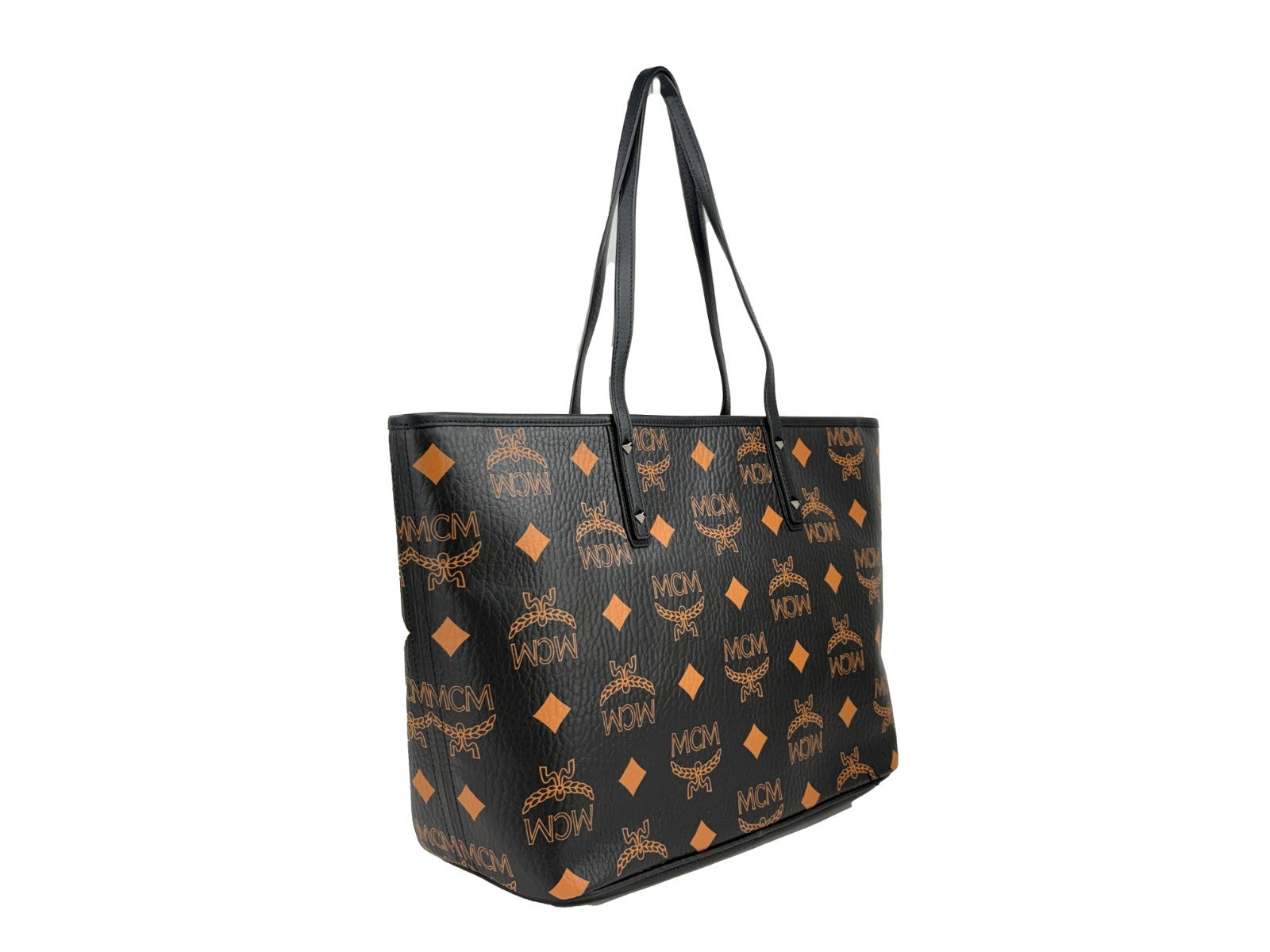 MCM MCM Aren Black Leather Shoulder Tote Women's Bag