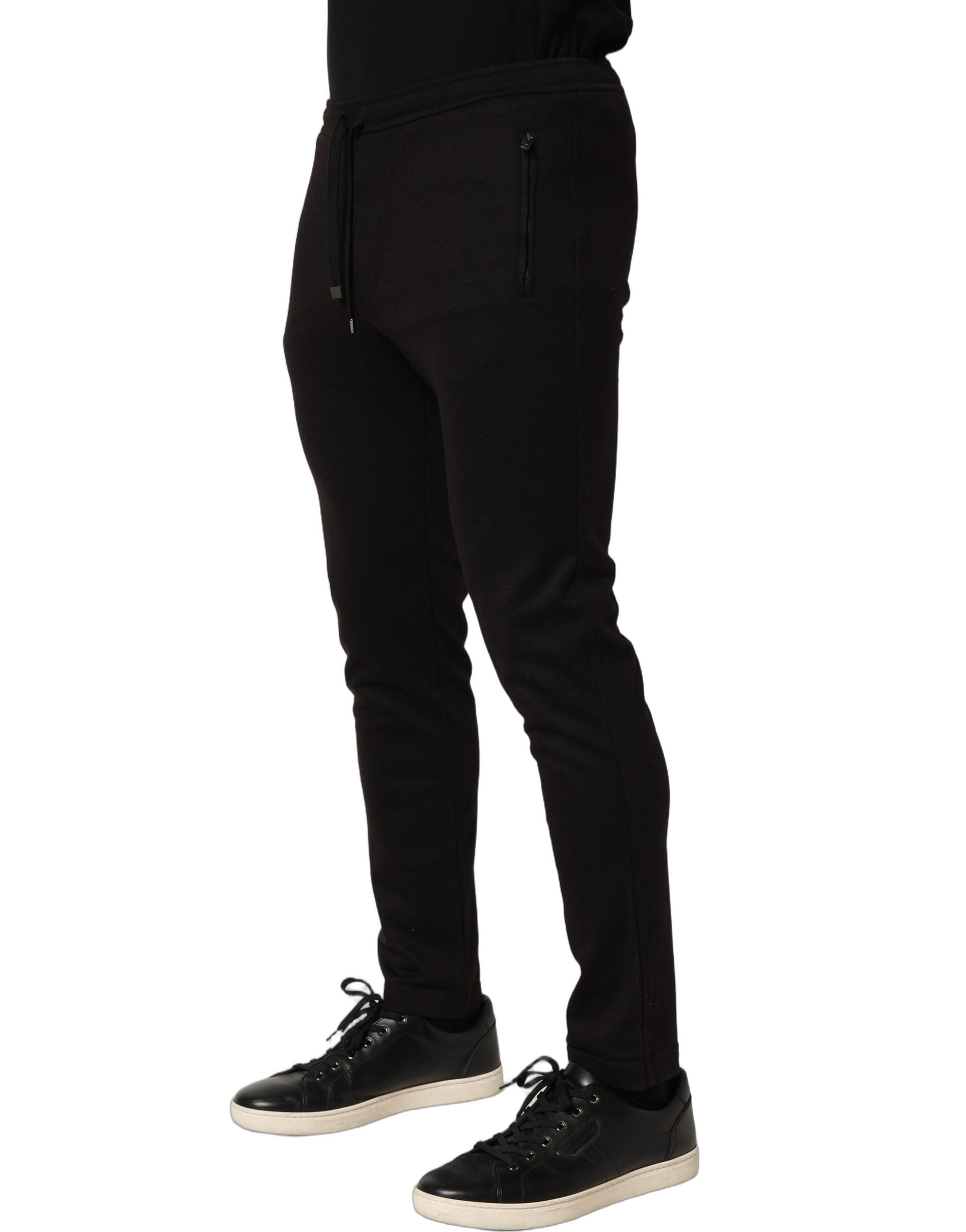 Dolce & Gabbana Black Wool Jogger Men SweatMen's Trouser Men's Pants
