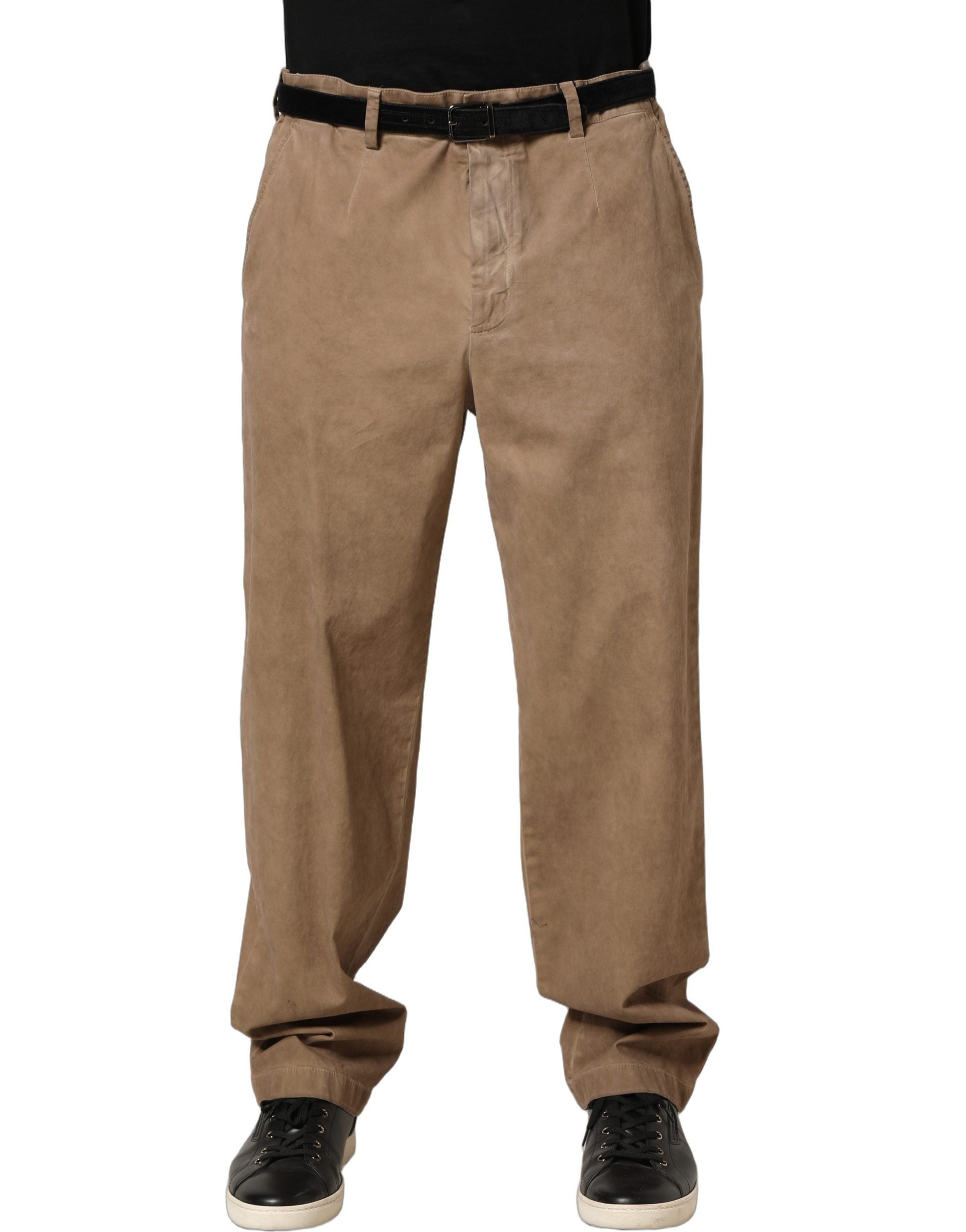 Domenico Tagliente Beige Cotton Straight Leg Men Trouser Men's Pants
