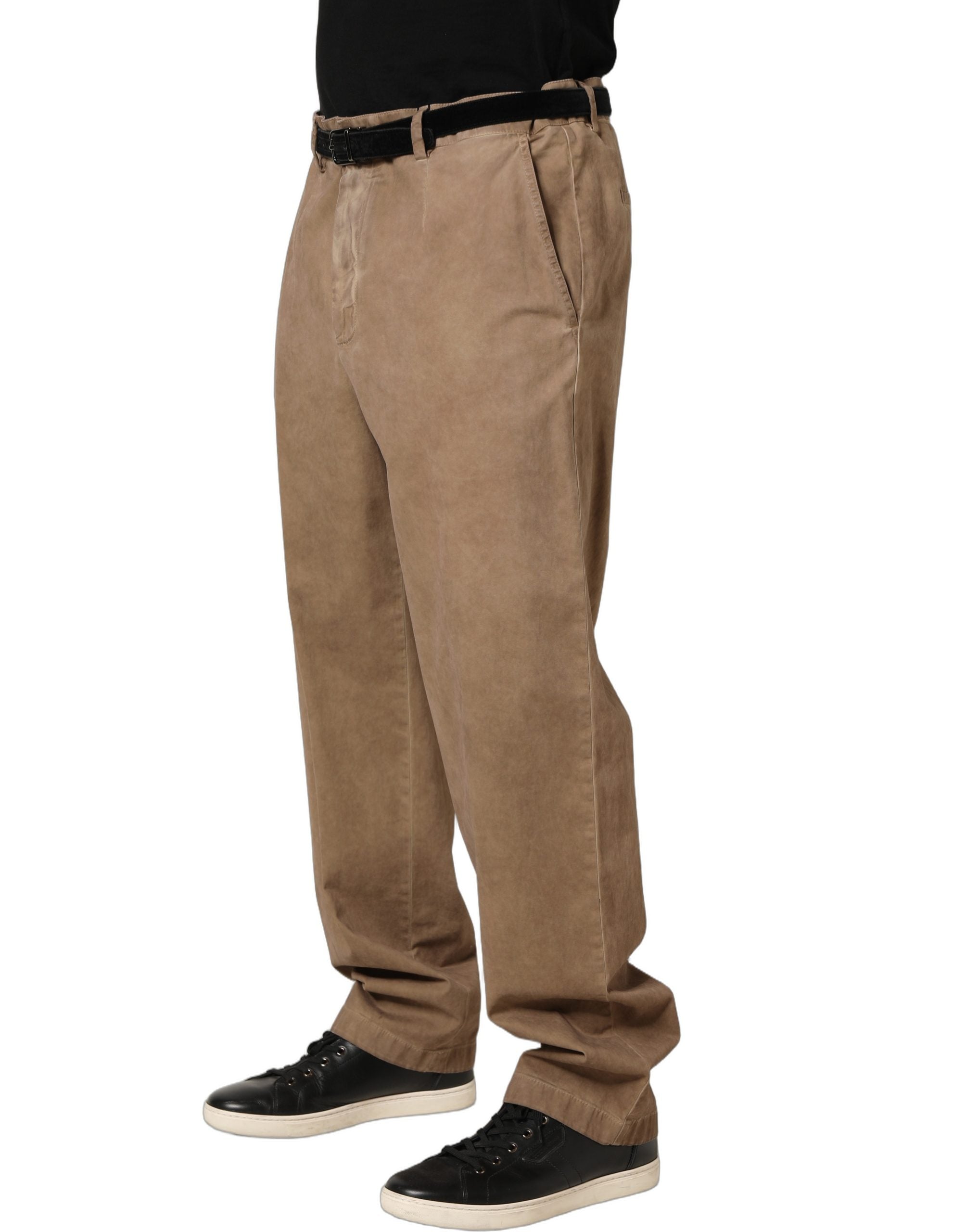 Domenico Tagliente Beige Cotton Straight Leg Men Trouser Men's Pants