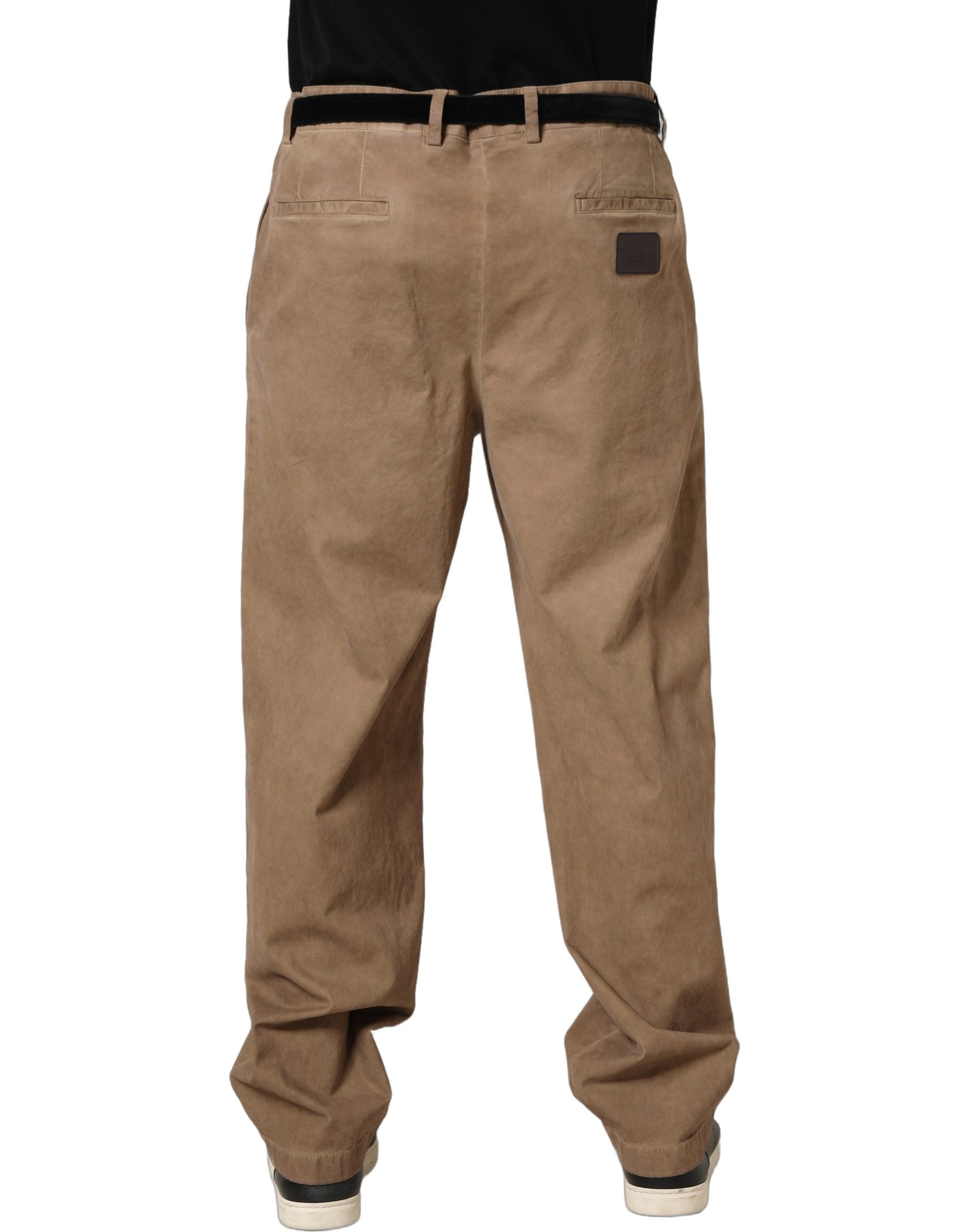 Domenico Tagliente Beige Cotton Straight Leg Men Trouser Men's Pants