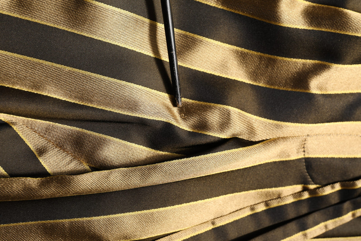 Dolce & Gabbana Gold Black Stripe Satin Tapered Leg Men Men's Pants (Pre-Owned)
