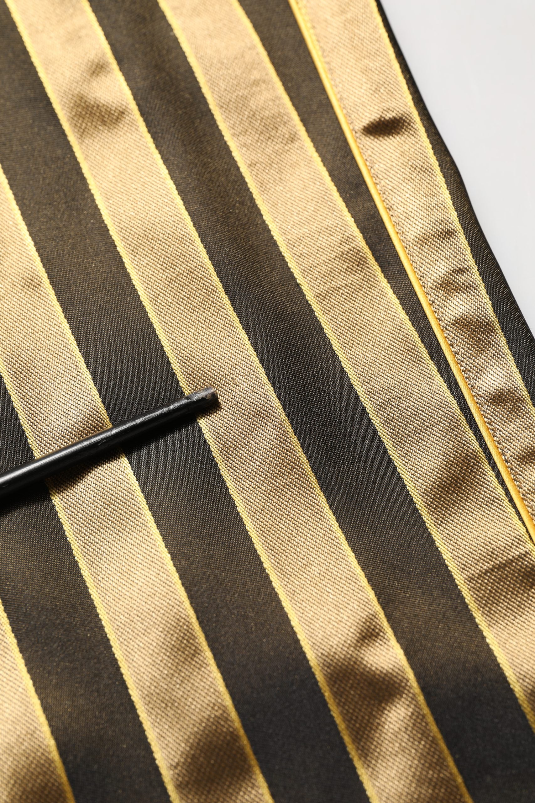Dolce & Gabbana Gold Black Stripes Satin Tapered Leg Men's Pants (Pre-Owned)