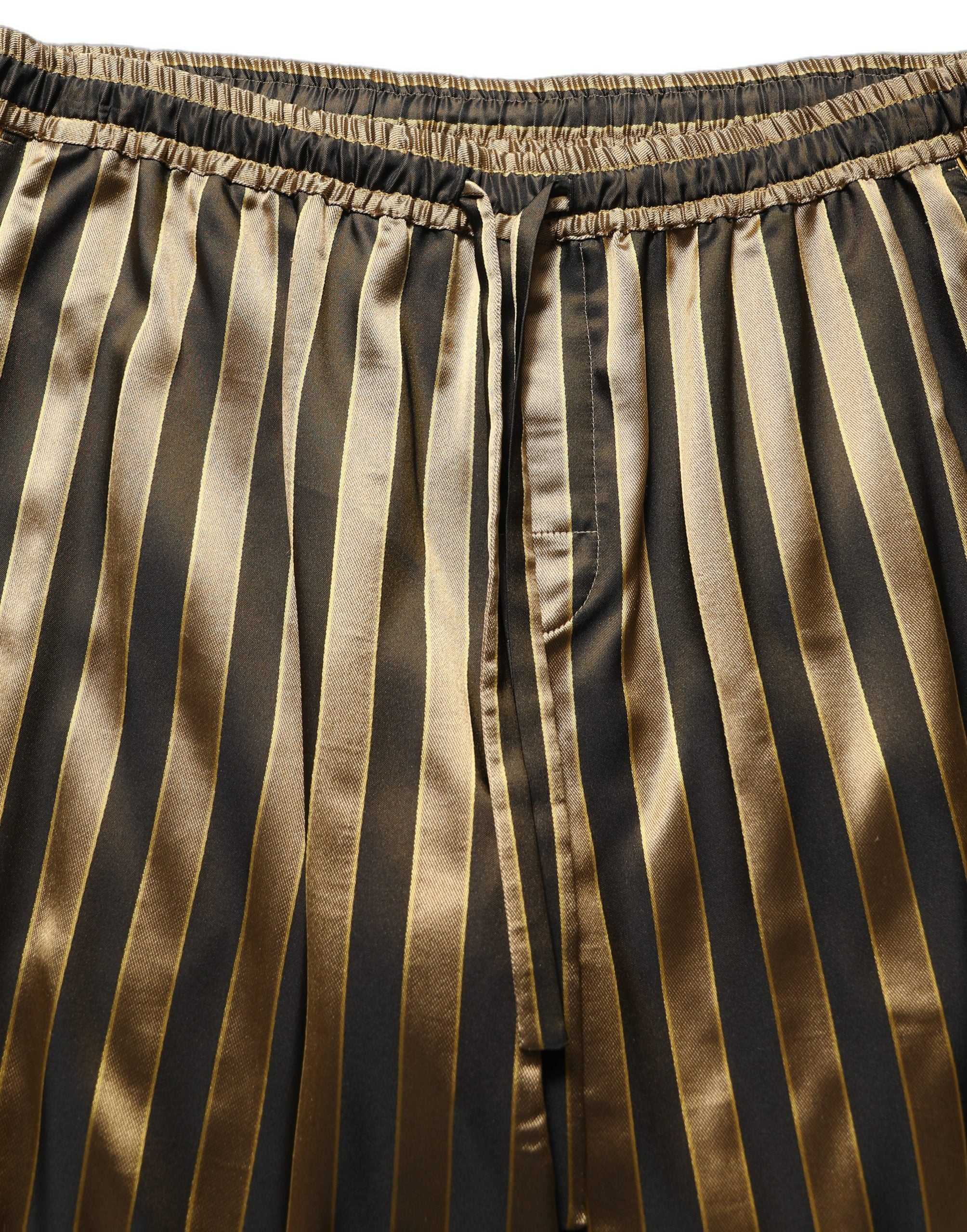 Dolce & Gabbana Gold Black Stripes Satin Tapered Leg Men's Pants (Pre-Owned)