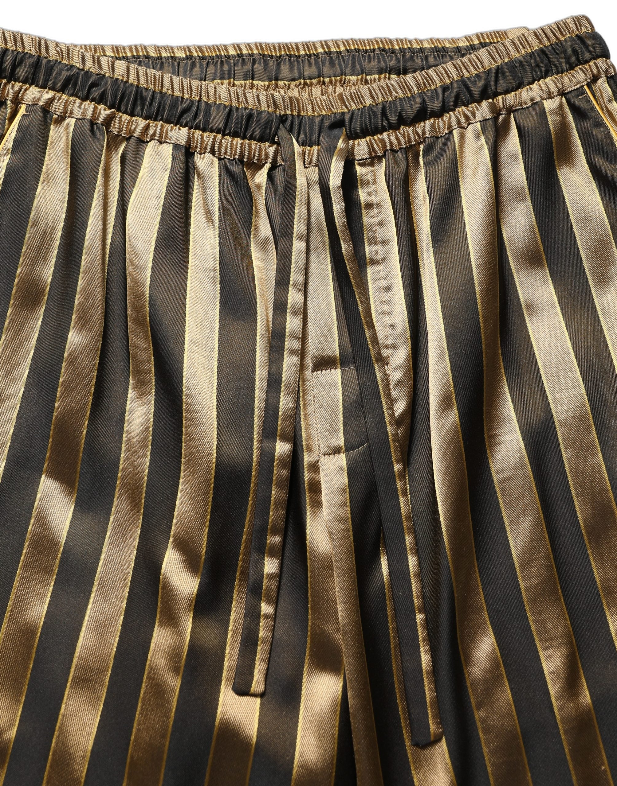 Dolce & Gabbana Gold Black Stripes Satin Tapered Leg Men Men's Pants (Pre-Owned)