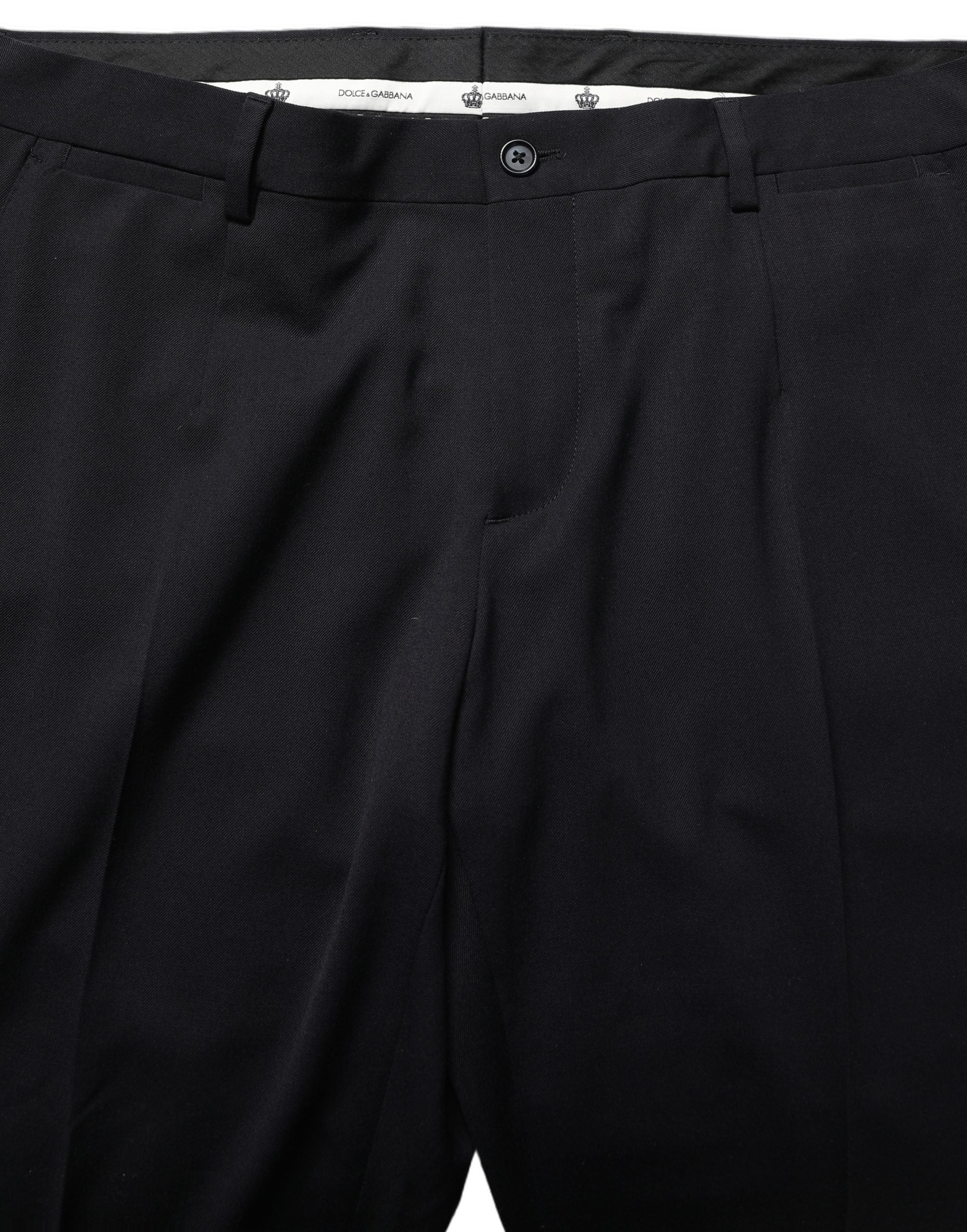 Dolce & Gabbana Black Wool Tapered Leg Dress Trouser Men's Pants