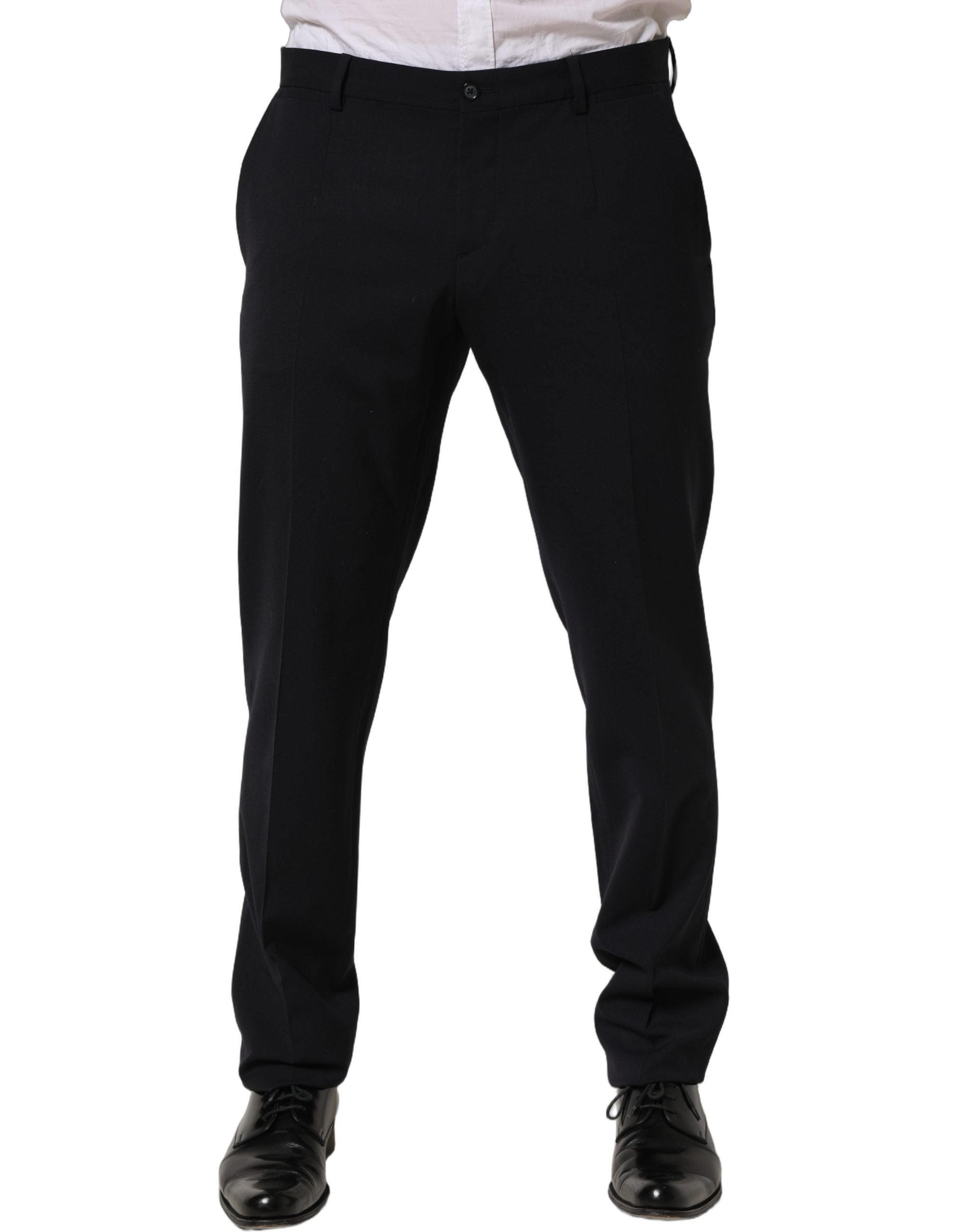 Dolce & Gabbana Black Wool Tapered Leg Dress Trouser Men's Pants