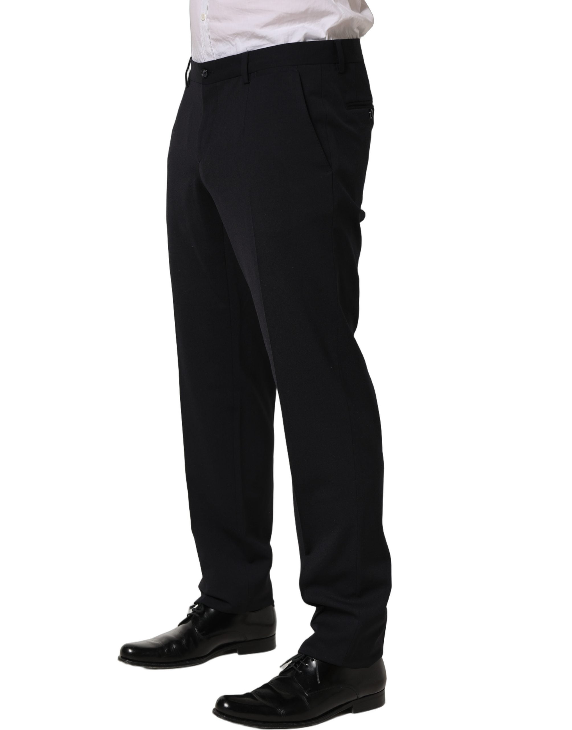 Dolce & Gabbana Black Wool Tapered Leg Dress Trouser Men's Pants
