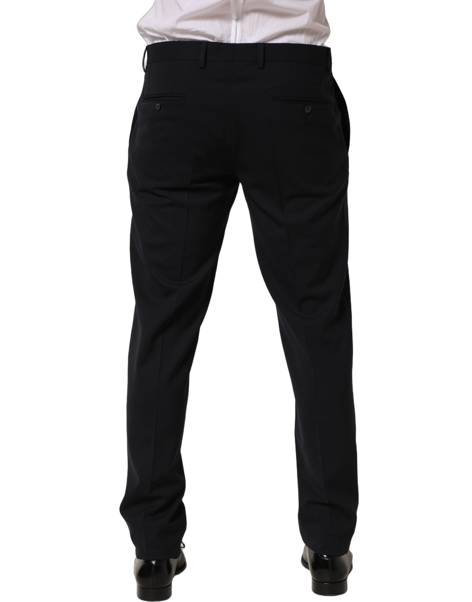 Dolce & Gabbana Black Wool Tapered Leg Dress Trouser Men's Pants
