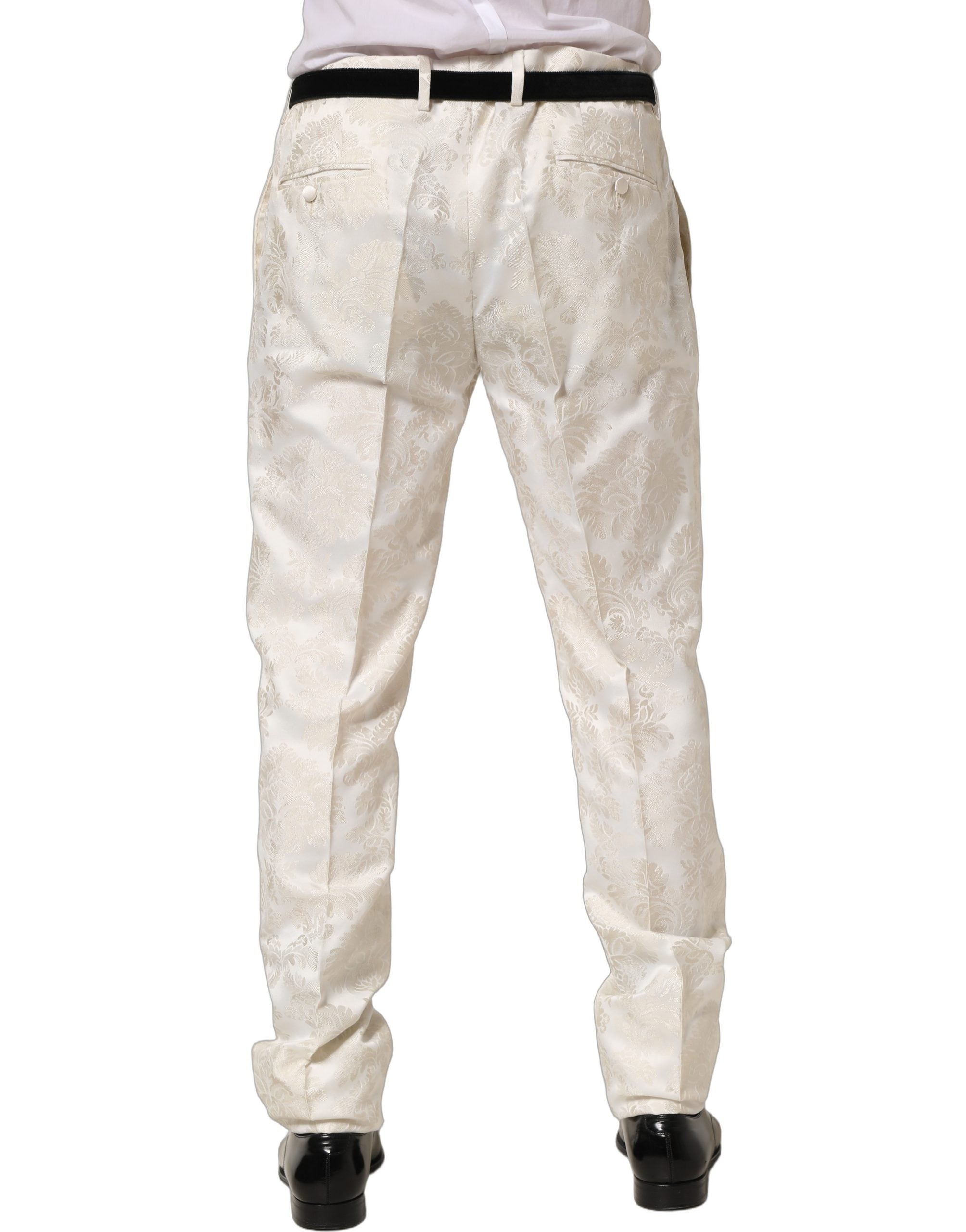 Dolce & Gabbana White Floral Men Dress Formal Trouser Men's Pants