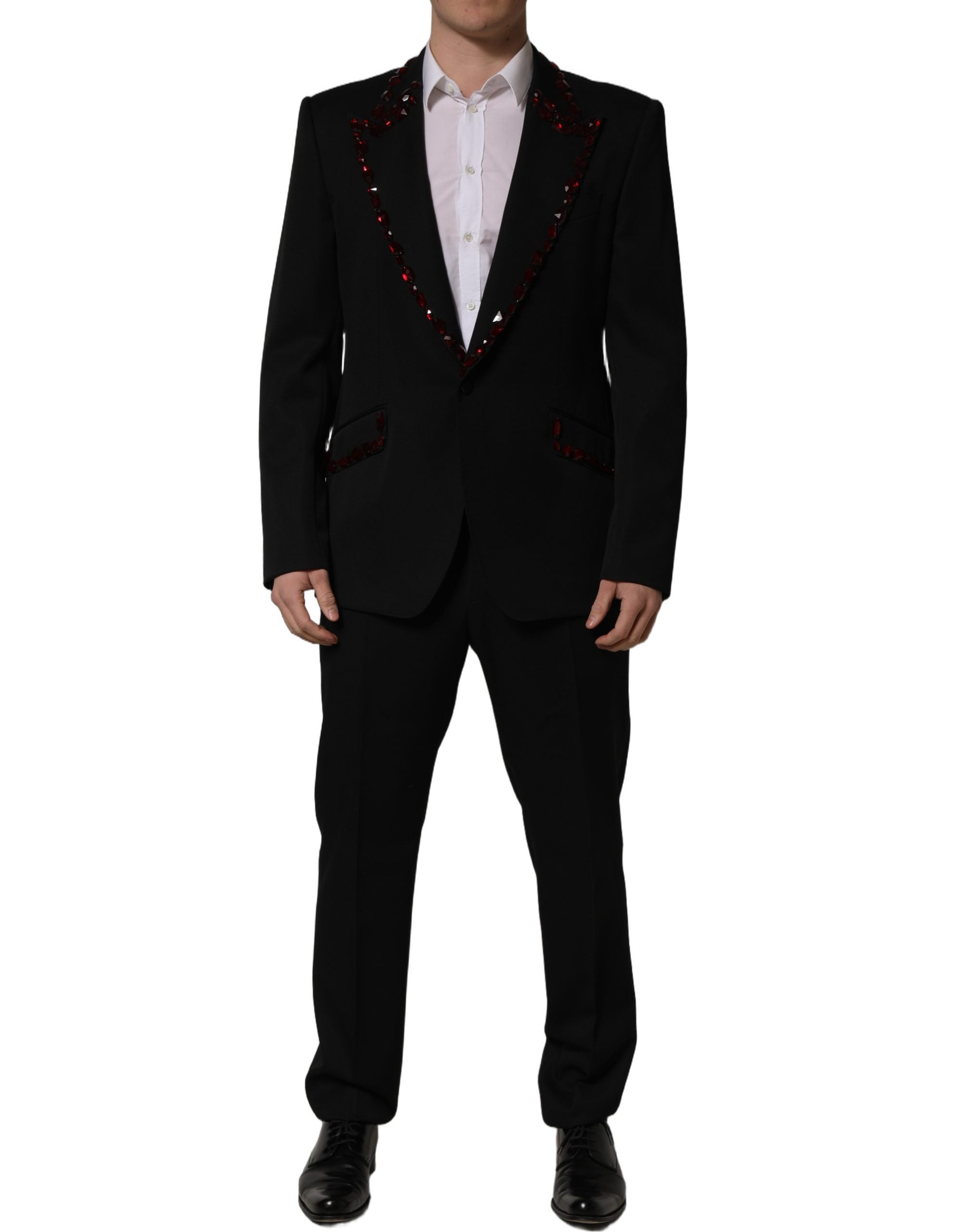 Dolce & Gabbana Black Crystal Embellished 2 Piece Men's Suit